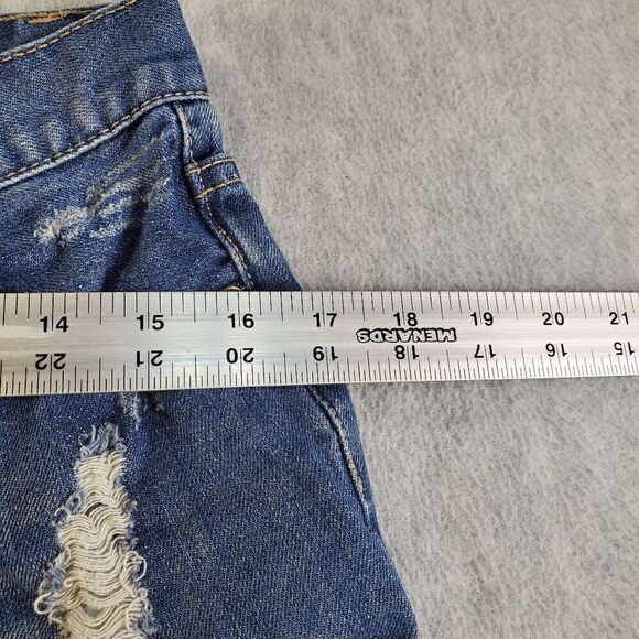 Forever 21 Denim Shorts Womens 27 Blue Distressed Stretch Cuffed - Picture 6 of 9